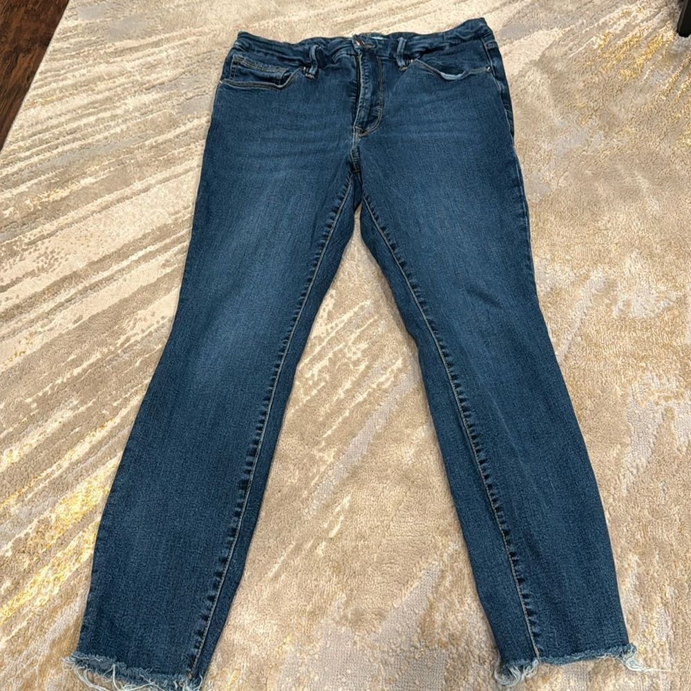 Good American Women's Waist High Rise Raw Hem Denim Jeans Size 12 /31